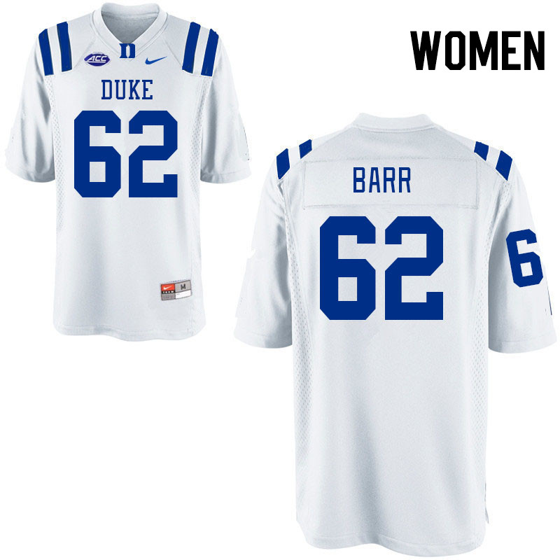 Women #62 Michael Barr Duke Blue Devils College Football Jerseys Stitched-White